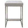 Nuevo Chi 25.75" Faux Leather Counter Stool in White and Silver