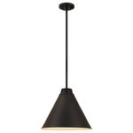 Z-Lite - Eaton One Light Pendant, Matte Black - Choose an industrial-inspired look with the Eaton one-light pendant a superb option for low-key lighting in a custom space. This pendant features a sleek conical silhouette with a shade down rod and canopy crafted of iron and given a bold matte black finish. Line up a collection to illuminate a kitchen island or place this light individually around a living space for an easy casual feel.