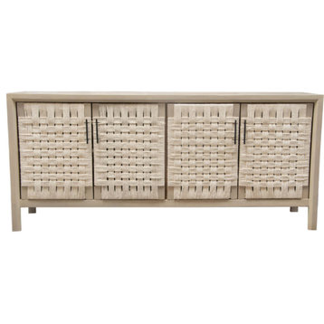 Palm Solid Mango Wood 4-Door Sideboard in Natural Finish by Diamond Sofa