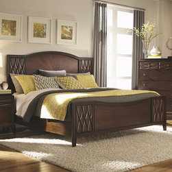 Coaster 203301Q Salisbury Cherry Queen Panel Bed with Raised Design - Panel Beds