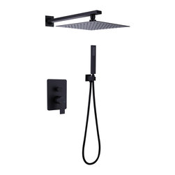 RBROHANT - Rbrohant Wall Mount Shower System With Rough-in Valve, Black - Showerheads And Body Sprays