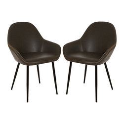 Glitzhome - Vintage Gray Leatherette Dining Armchair, Set of 2 - Dining Chairs