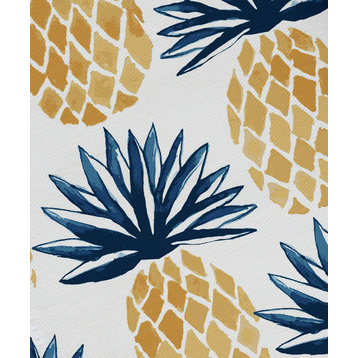 22"x22" Pineapple Stripes, Geometric Print Napkin, Blue, Set of 4