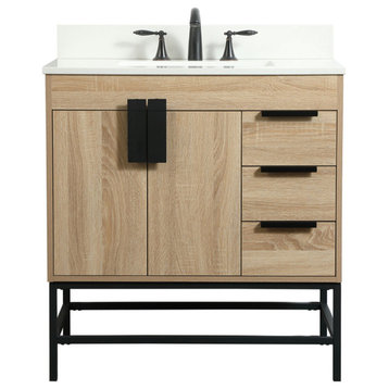 32" Single Bathroom Vanity, Mango Wood With Backsplash, Vf48832Mw-Bs