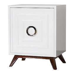 Worlds Away Cooper White Lacquer Nightstand Nickel - Nightstands And Bedside Tables
