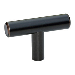 GlideRite Hardware - 2" Solid Steel Cabinet Bar Knob, Oil Rubbed Bronze - Cabinet And Drawer Knobs