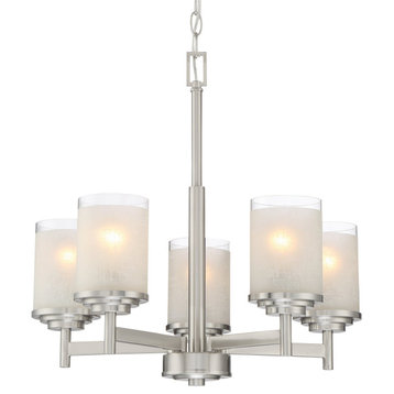 Kira Home Windsor 19" / Chandelier, Frosted White Linen Glass Shades