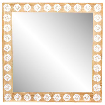 Square Bleached Blossom Mother of Pearl Inlay Mirror