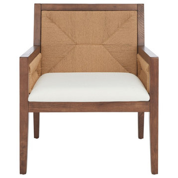 Safavieh Couture Emilio Woven Accent Chair, Walnut/Natural