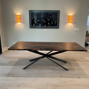 BLACK WALNUT EPOXY CASTED DINING TABLE