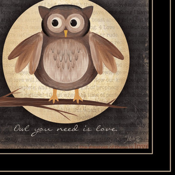 Set of Two Owl Always Love And Need You 2 Black Framed Print Wall Art