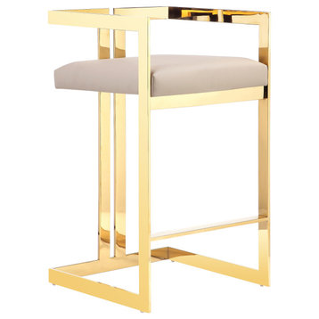 Kenzie Counter Stool Gold/Sand Faux Leather