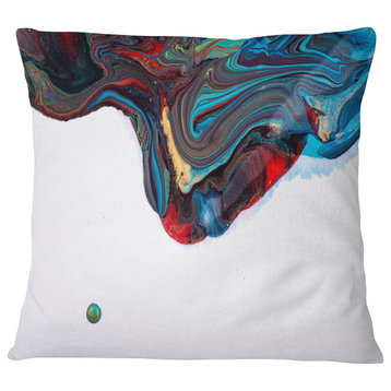 Multi Color Abstract Acrylic Paint Mix Abstract Throw Pillow, 18"x18"