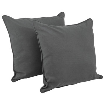 25" Double Corded Solid Twill Square Floor Pillows Inserts, Set of 2, Steel Gray