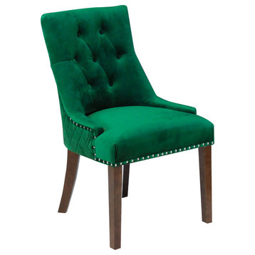 Lemele Velvet Dining Chairs, Set Of 2, Emerald Green