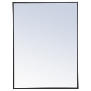 Elegant Decor Monet 32" x 24" Rectangle Metal Frame Mirror in Black