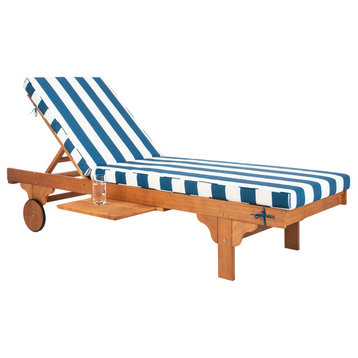 Safavieh Newport Chaise Outdoor Lounge Chair, Blue/White