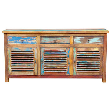Chest / Media Center 3 Doors and 3 Drawers made from Recycled Teak Wood Boats