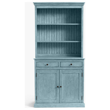 Traditional Dining Hutch With Buffet, Interesting Aqua
