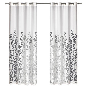 Flower Drops Window Panel Single Ivory Purple 42x84 Contemporary