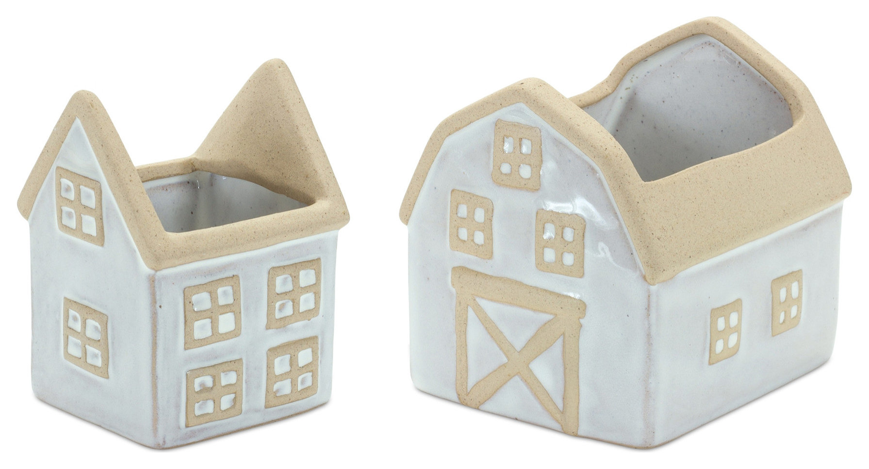 Melrose International Porcelain Geometric Patterned Planter (Set of 2) main image 0