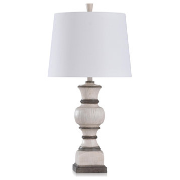 Traditional Table Lamp Wood Grain Texture Finished Eggshell and Ash