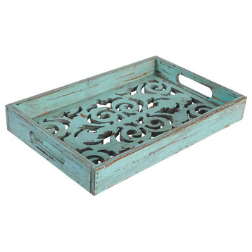 Turquoise Wooden Tray