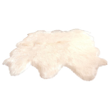 LAMBZY Genuine Sheepskin, Natural White, 5'7"x5'