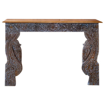 Consigned Indian Console Table made from Antique Elements, Entryway Table