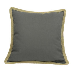 Xia Home Fashions - Square Jute Trimmed Pillow, Charcoal - Decorative Pillows