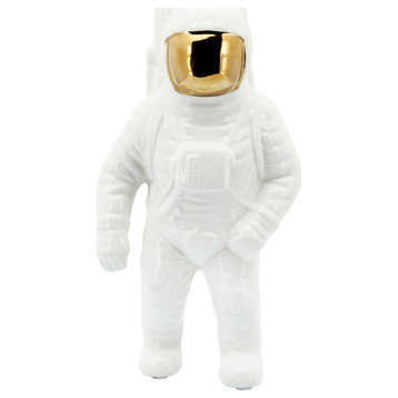 11" Astronaut Statuette, White/Gold