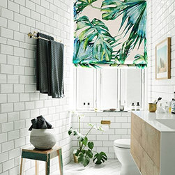 Quick Fix Washable Roman Window Shades Flat Fold , Palm Cove A - Roman Shades