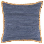 LR Home - Solid Midnight Blue Jute Bordered Throw Pillow - Designed to stand alone or layer with other accents, the Riley throw pillow brings a new dimension of style to your space. This versatile accent merges well with multiple home décor styles from boho to modern to coastal to country chic. The natural jute trimmed border and classic solid cotton center combine to be a textured treasure with a pop of color. Crafted with care in India, each accent pillow is unique with its very own individuality.