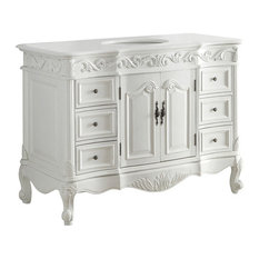 48" Antique-Style White Beckham Bathroom Sink Vanity and Mirror
