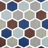 Hexagon Regal Blue Nature Print Scallop Valance Lined Cotton Linen