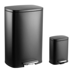 Connor 13-Gallon Trash Can With Soft-Close Lid and Mini Trash Can, Black
