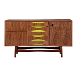 Hanna Sideboard | Walnut and Green - Buffets And Sideboards
