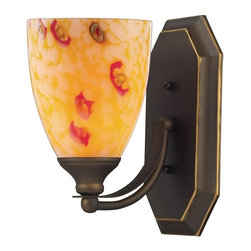 ELK Lighting - 1-Light Vanity, Aged Bronze, Yellow Blaze Glass - Bathroom Vanity Lighting