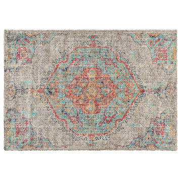 Olivia Collection Rectangle 5' x 7' Old Vintage Rugged Area Rug, Gray Multi