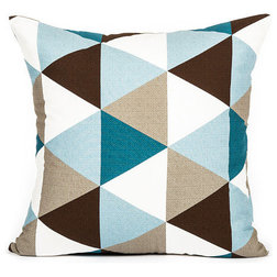 Contemporary Decorative Pillows Trio Throw Pillow Cover, Brown and Blue