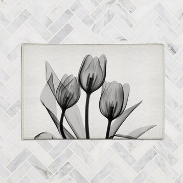 Monochromatic Black Tulips 2'x3' Chenille Rug