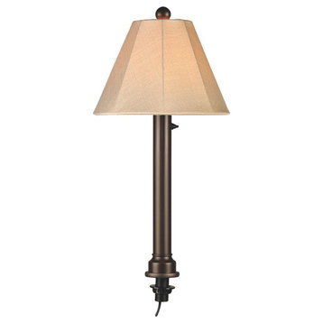 Umbrella Table Lamp, 2" Tube Body, Antique Beige Linen, Bronze