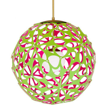 Modern Forms PD-89924 Groovy 24"W LED Globe Chandelier - Green / Pink / Aged