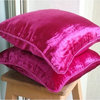 Fuchsia Pink Velvet Pillows Decorative Pillows, 20"x20", Fuchsia Love