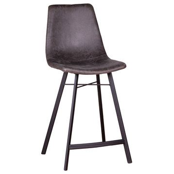 Hudson Mid Century Retro Counter Chair, Charcoal, Set of 2