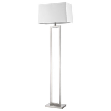Acclaim Riley 1 Light Floor Lamp, Nickel/Off-White Shantung