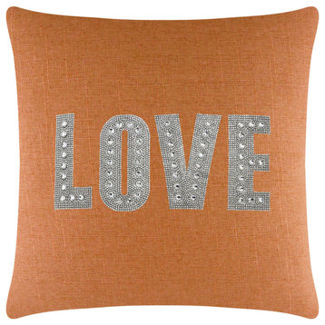 Sparkles Home Love Montaigne Pillow, Orange, 16x16"