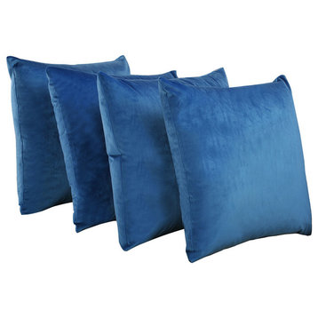 Supersoft Throw Pillow Cover 4 Piece Set, Snorkel Blue