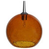 Bobo 2, Pendant, LED, 4" Kiss Canopy, Matte Chrome With Amber Glass Shade