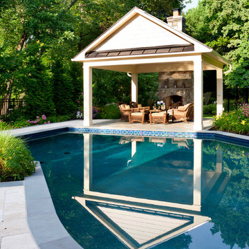 Reflection of the pool pavilion